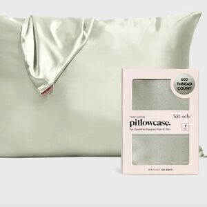 NWT Kitsch Set of 3 Satin Pillow Cases - green sage